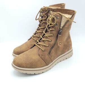 Cliffs by White Mountain Hearty Ankle Bootie Brown Faux Leather women's size 8